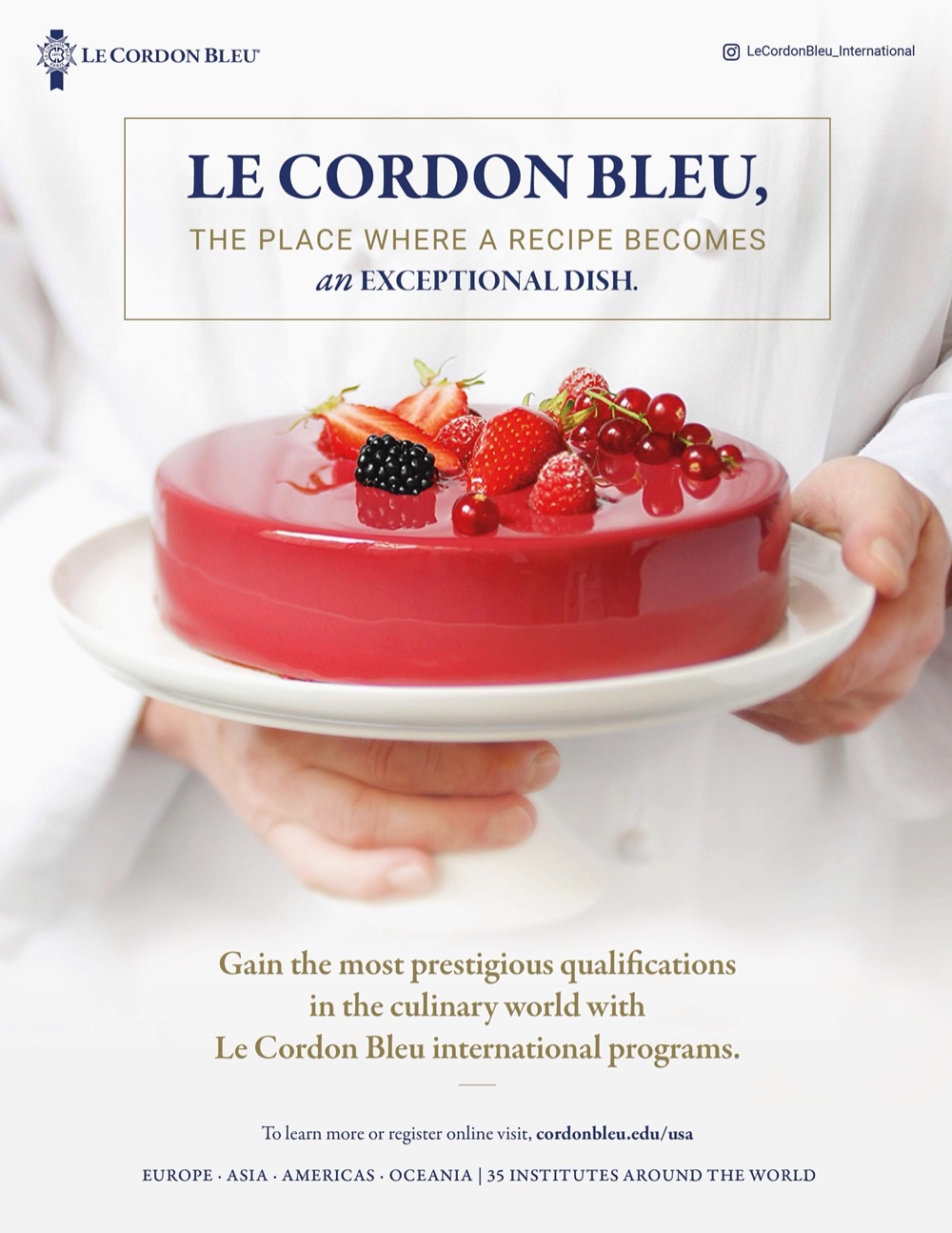 Le Cordon Bleu, the place where a recipe becomes an exceptional dish, print ad